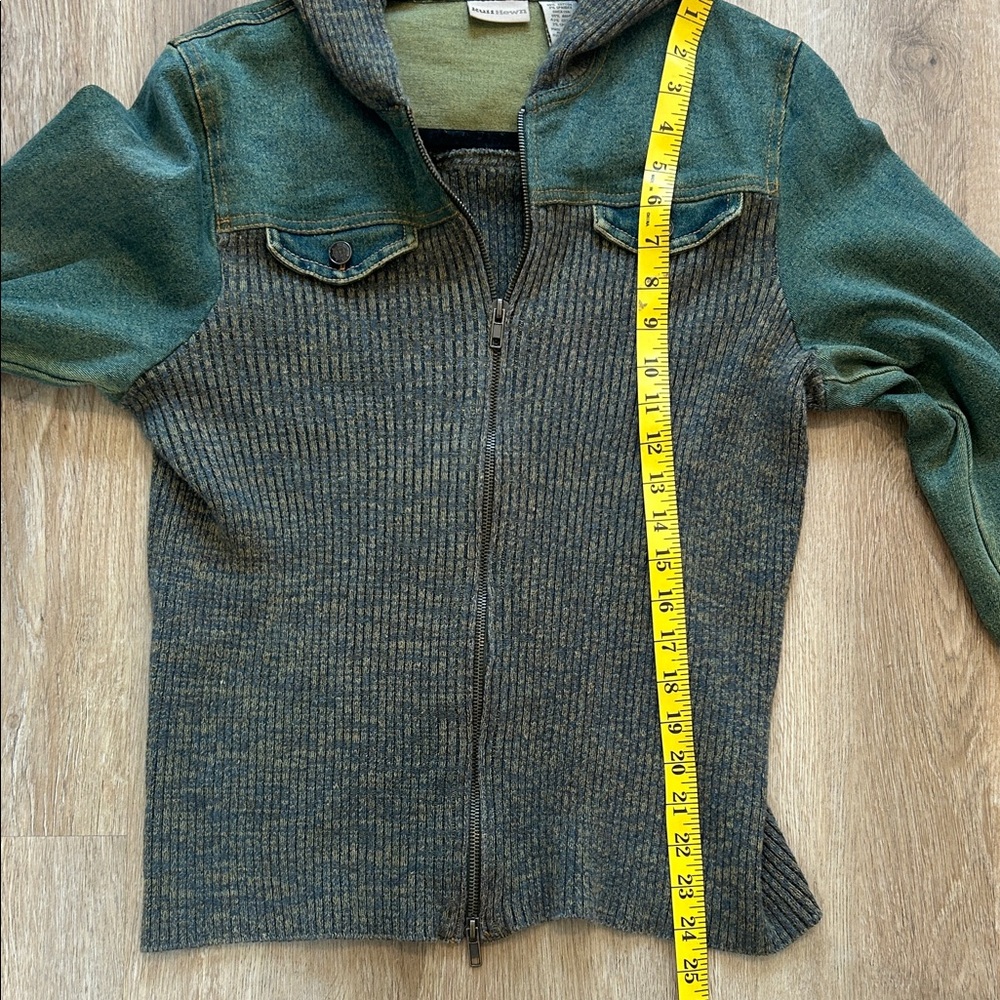 Ruff Hewn Olive Green Hooded Zip Cardigan Jacket - Picture 12 of 12